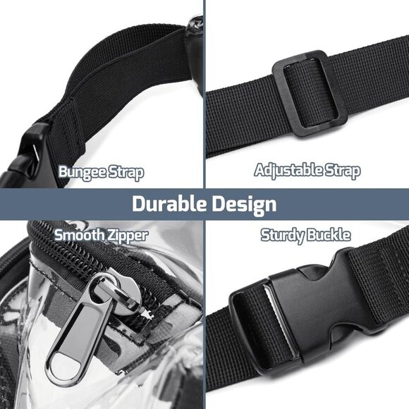 Clear Fanny Pack Stadium Approved - Clear Bag for Stadium Events Transparent Bel - Picture 5 of 9